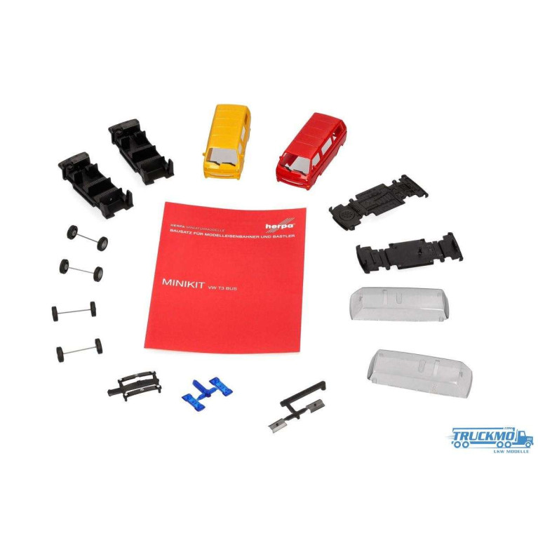 Volkswagen T3 Bus, MiniKit jaune et rouge - HERPA 013093-005 - HO 1/87