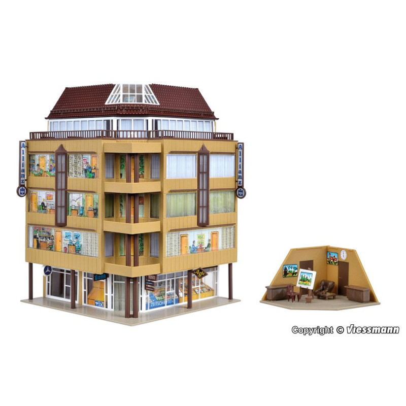Immeuble de ville d'angle - HO-1/87 - VOLLMER 43800 pour modélisme ferroviaire