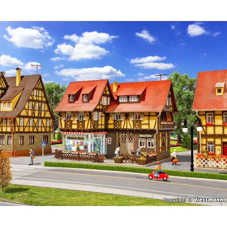 Fleuriste avec intérieur et éclairage, kit fonctionnel - VOLLMER 43692 - HO-1/87