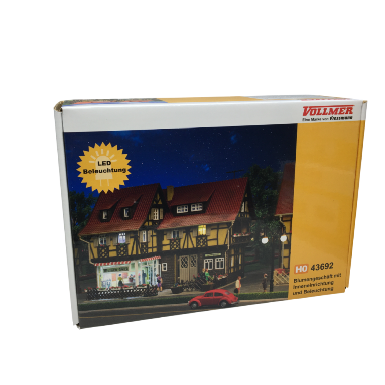 Fleuriste avec intérieur et éclairage, kit fonctionnel - VOLLMER 43692 - HO-1/87 pour modélisme ferroviaire