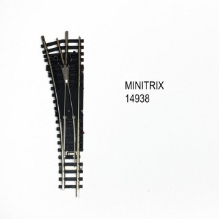 Aiguillage droit gauche R4 de 15 degrés coeur de pointe métal -N-1/160-MINITRIX 14938