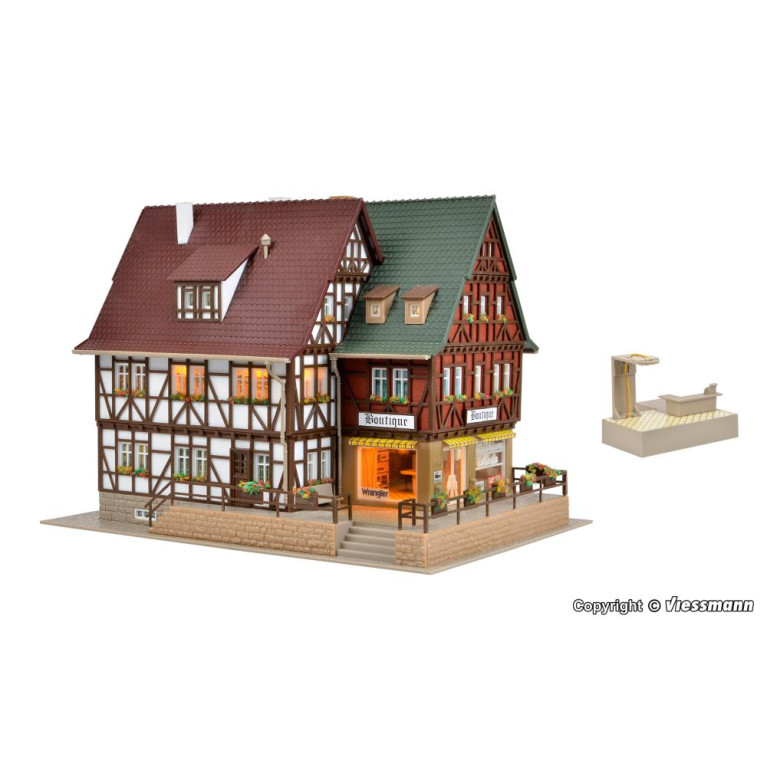 Boutique avec éclairage intérieur et LED, kit fonctionnel - VOLLMER 43694 - HO-1/87 pour modélisme ferroviaire