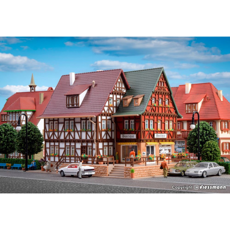 Boutique avec éclairage intérieur et LED, kit fonctionnel - VOLLMER 43694 - HO-1/87 pour modélisme ferroviaire
