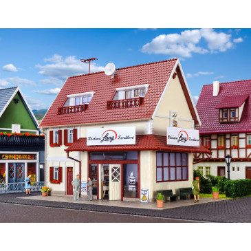 Boulangerie Lang avec intérieur et éclairage LED, kit fonctionnel - VOLLMER 43633 - HO-1/87