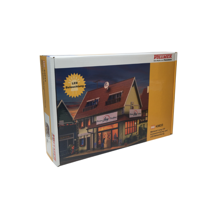 Boulangerie Lang avec intérieur et éclairage LED, kit fonctionnel - VOLLMER 43633 - HO-1/87 pour modélisme ferroviaire