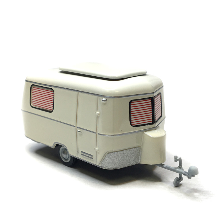 Caravane Eriba roulante, ivoire, stores rouges, 1964 - SAI 2697 - HO 1/87