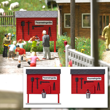 Panneaux d'urgence incendie en bois véritable - BUSCH 1176 - HO 1/87