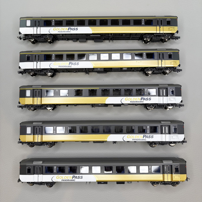 5 voitures unifiées type EW I, "Goldenpass", BLS - PIKO 96795AC