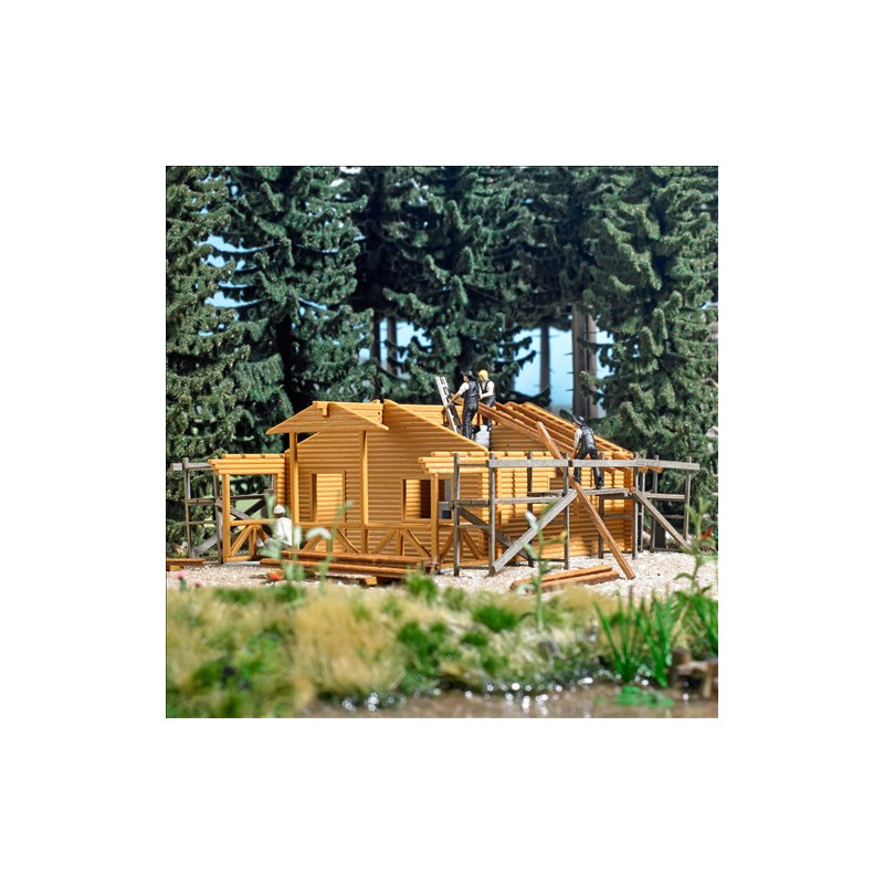 Kit : Cabane en rondins en construction - BUSCH 1855 - HO 1/87