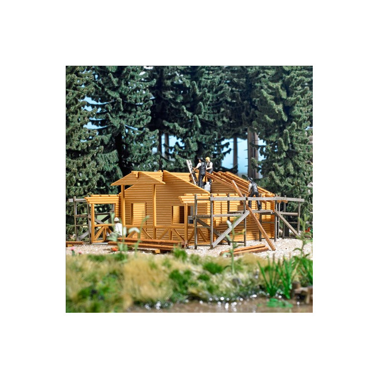 Kit : Cabane en rondins en construction - BUSCH 1855 - HO 1/87