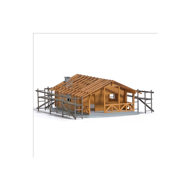Kit : Cabane en rondins en construction - BUSCH 1855 - HO 1/87