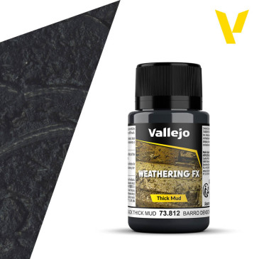 Effets de matière, Boue noire dense (thick mud) 40ml - VALLEJO 73812
