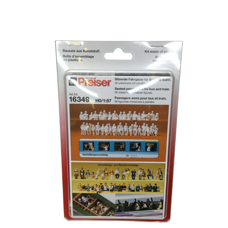 Passagers bus et train, 46 figurines miniatures à peindre - PREISER 16349 - HO 1/87