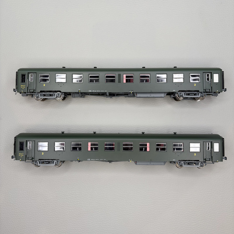 2 voitures USI courte 2CL Bmyfi U60, marquage 1956, SNCF - LSMODELS 40021
