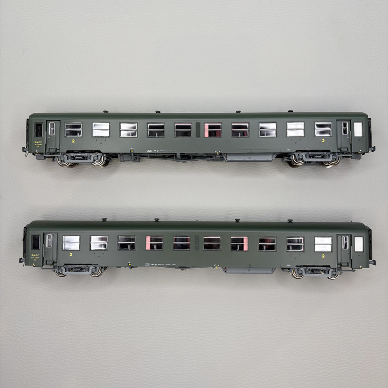 2 voitures USI courte 2CL Bmyfi U60, marquage 1956, SNCF - LSMODELS 40021