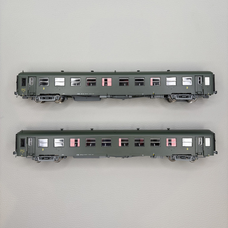 2 voitures USI courte 2CL Bmyfi U60, marquage 1956, SNCF - LSMODELS 40021