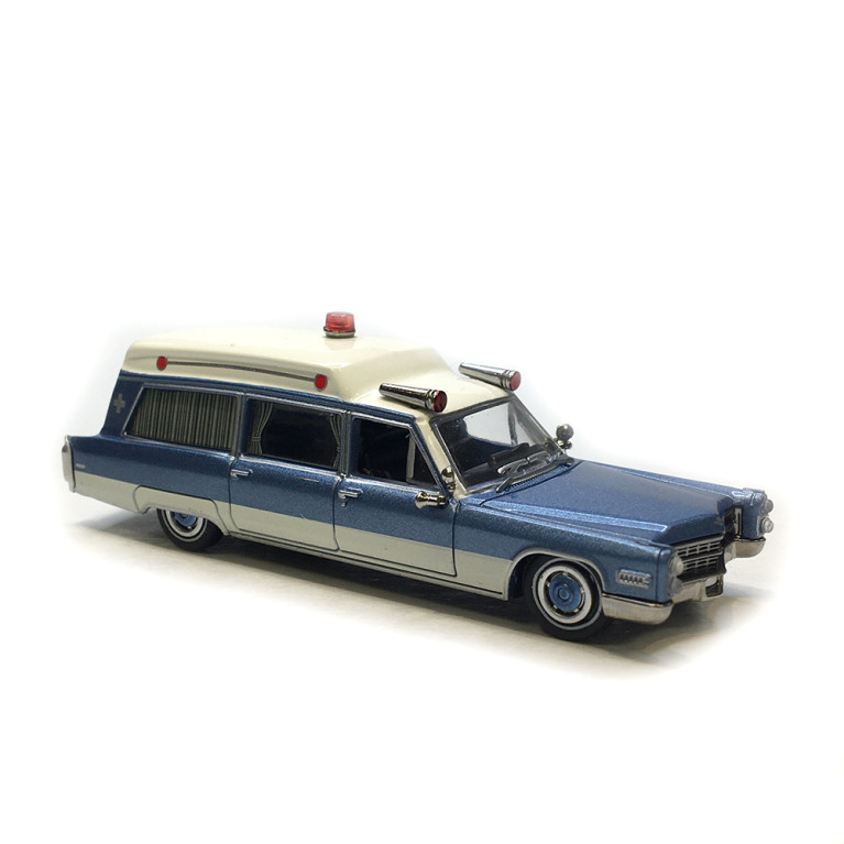 Cadillac Miller Meteror, blanc/bleu métallisé, 1966 - BREKINA 19777 - HO 1/87
