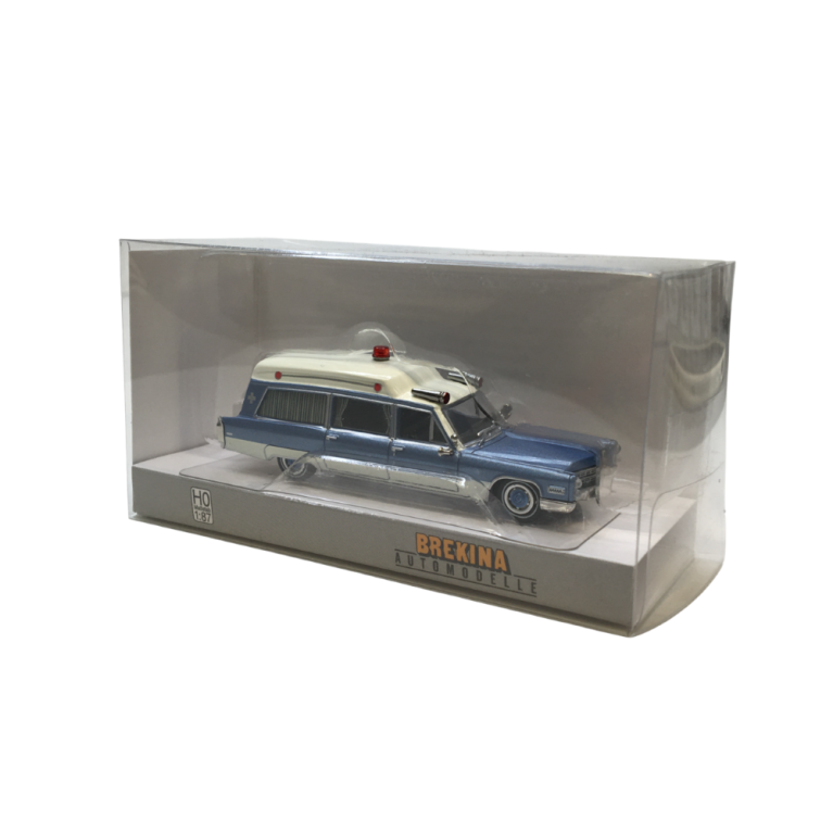 Cadillac Miller Meteror, blanc/bleu métallisé, 1966 - BREKINA 19777 - HO 1/87
