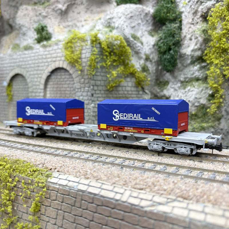Wagon porte conteneurs Sgss, "Spedirail", SNCF, Ep. V - JOUEF HJ6303 - HO 1/87