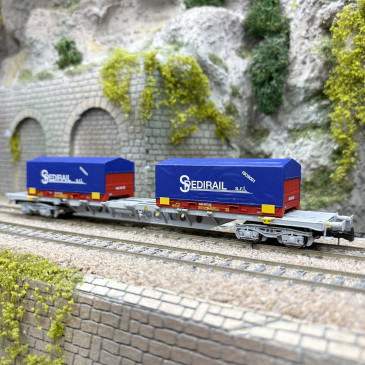 Wagon porte conteneurs Sgss, "Spedirail", SNCF, Ep. V - JOUEF HJ6303 - HO 1/87