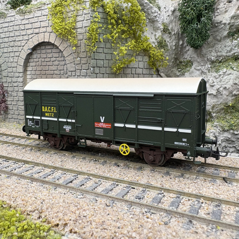 Wagon couvert type G4 "DACFI" Metz Annonce de chantier, SNCF, Ep. V - JOUEF HJ6290 - HO 1/87