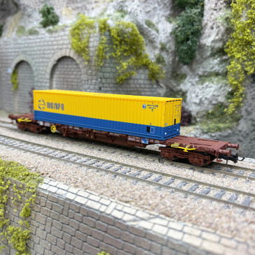 Wagon porte conteneurs MMC3 "Renfe", RENFE, Ep. IV - ELECTROTREN HE6065 - HO 1/87