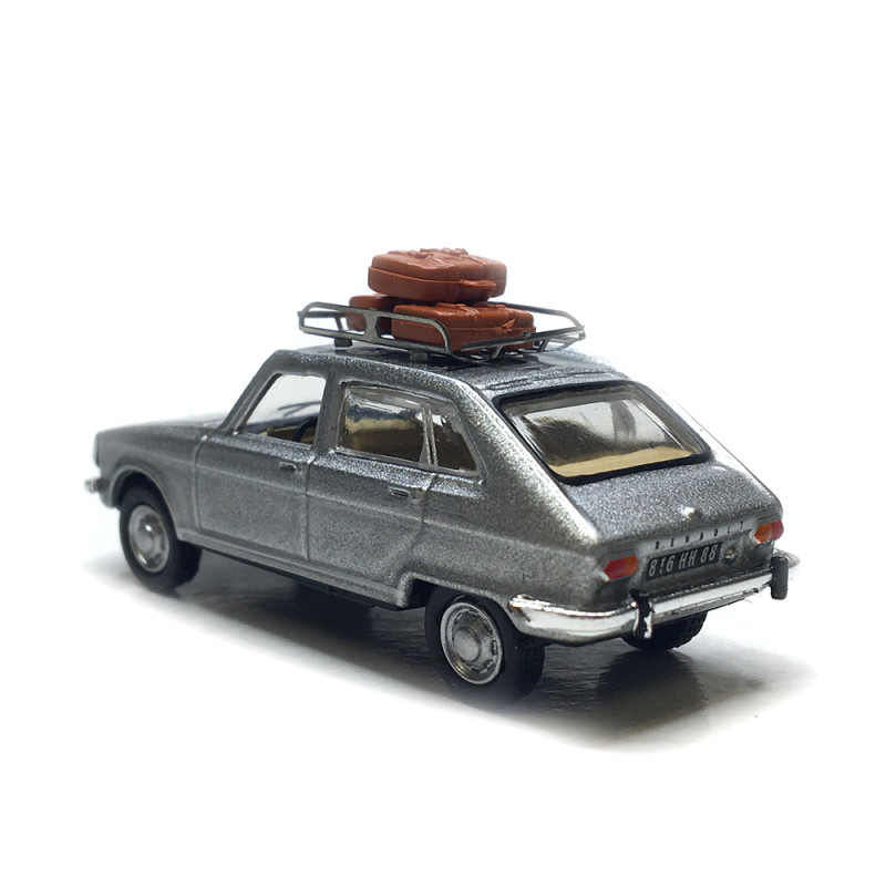 Renault 16 gris métallisé, galerie de toit et 3 valises - SAI 1836 - HO 1/87
