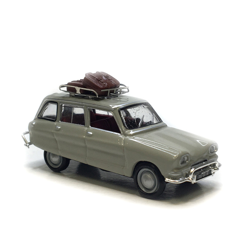 Citroën AMI 6 Break, gris rosé, galerie de toit et 2 valises - SAI 1711 - HO 1/87