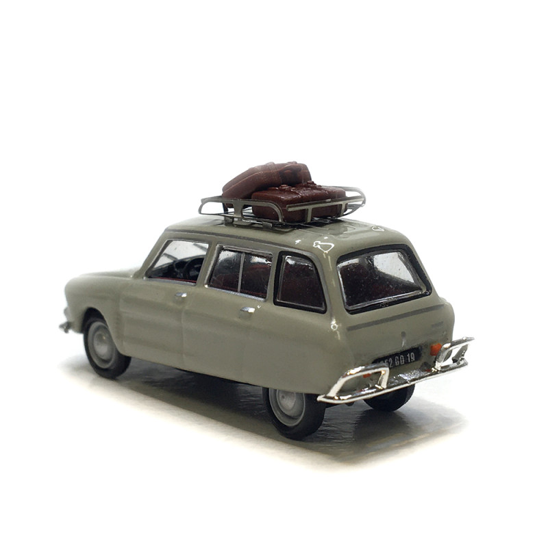 Citroën AMI 6 Break, gris rosé, galerie de toit et 2 valises - SAI 1711 - HO 1/87