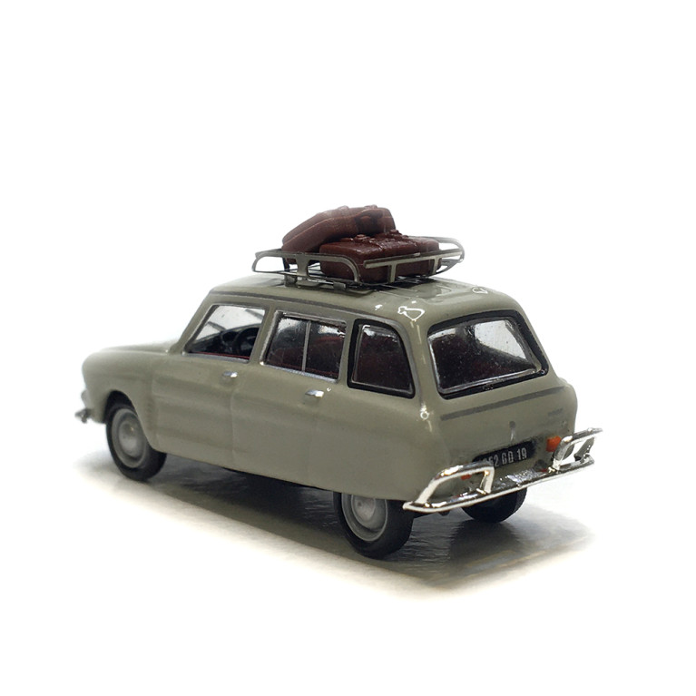 Citroën AMI 6 Break, gris rosé, galerie de toit et 2 valises - SAI 1711 - HO 1/87
