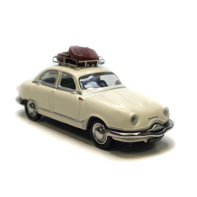 Panhard Dyna Z Blanche, galerie de toit et 2 valises - SAI 1751 - HO 1/87