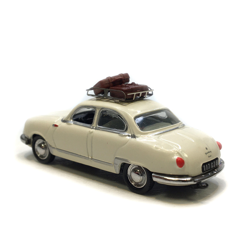 Panhard Dyna Z Blanche, galerie de toit et 2 valises - SAI 1751 - HO 1/87