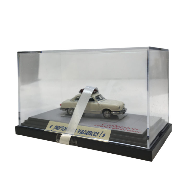 Panhard Dyna Z Blanche, galerie de toit et 2 valises - SAI 1751 - HO 1/87