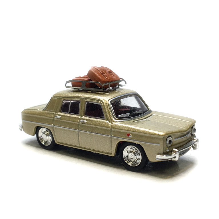 Renault 8, beige, galerie de toit et 2 valises - SAI 1763 - HO 1/87