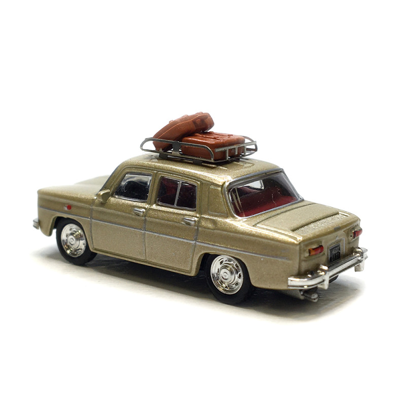 Renault 8, beige, galerie de toit et 2 valises - SAI 1763 - HO 1/87