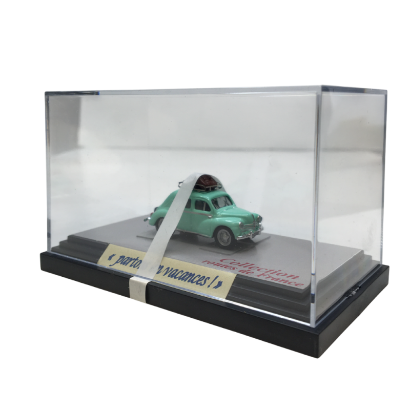 Renault 4CV, vert d'eau, galerie de toit et 2 valises - SAI 1765 - HO 1/87