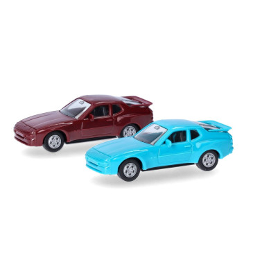 Porsche 944, 1981, lot de 2 MiniKit bleu et rouge - HERPA 012768-004 - HO 1/87