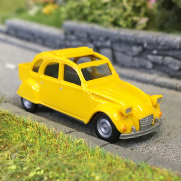 Citroën 2CV avec queue, jaune mimosa - HERPA 027632-006 - HO 1/87