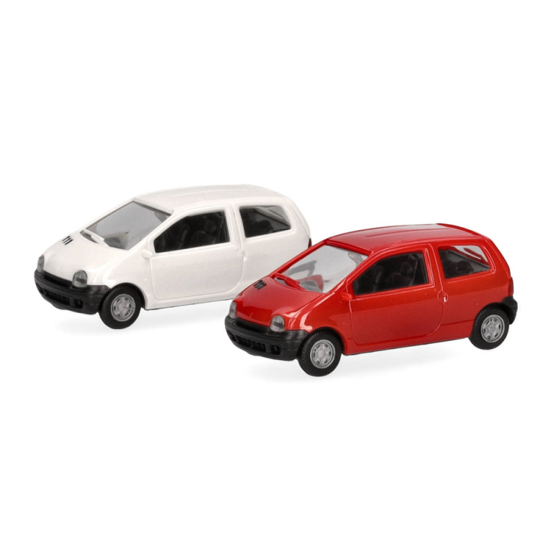 MiniKit Renaut Twingo, 1992, lot de 2, Rouge vif/ jaune vanille - HERPA 012218-007 - HO 1/87