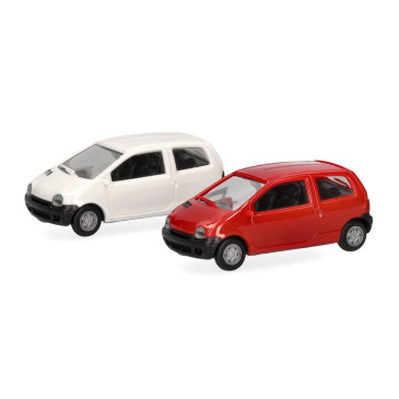 MiniKit Renaut Twingo, 1992, lot de 2, Rouge vif/ jaune vanille - HERPA 012218-007 - HO 1/87
