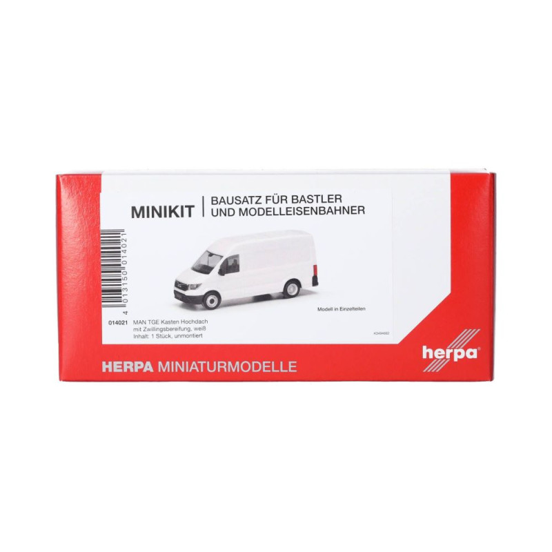 Minikit MAN TGE fourgon toit surélevé avec double entraînement, blanc - HERPA 014021- HO 1/87