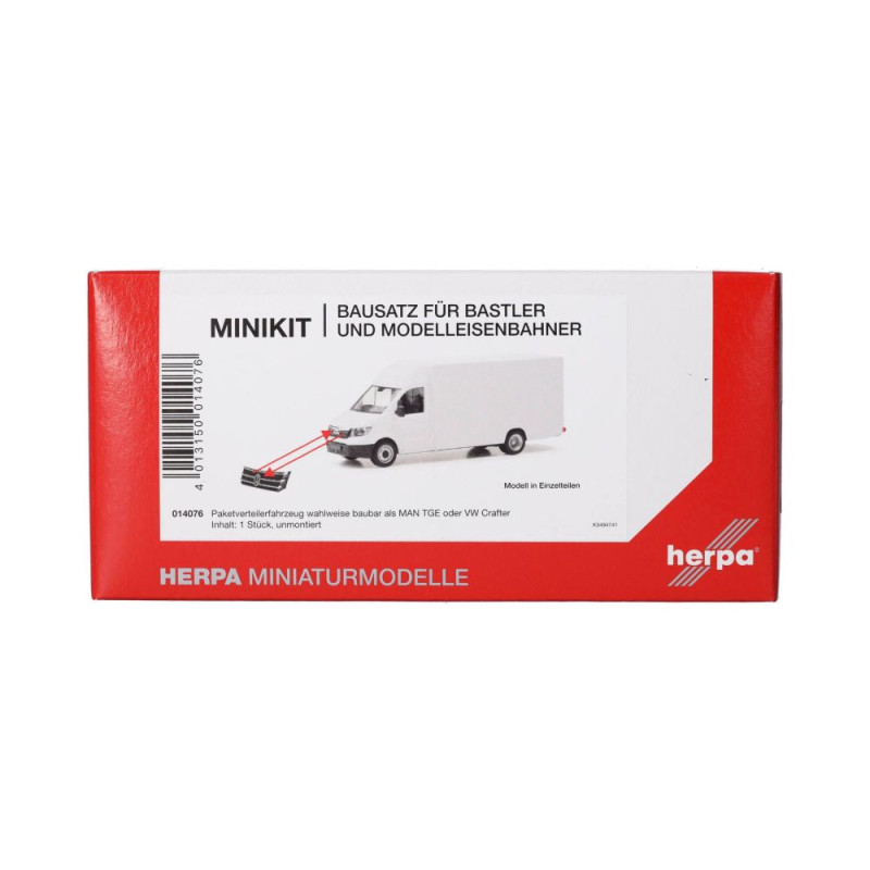 Minikit véhicule de livraison de colis MAN TGE/VW Crafter, blanc - HERPA 014076- HO 1/87