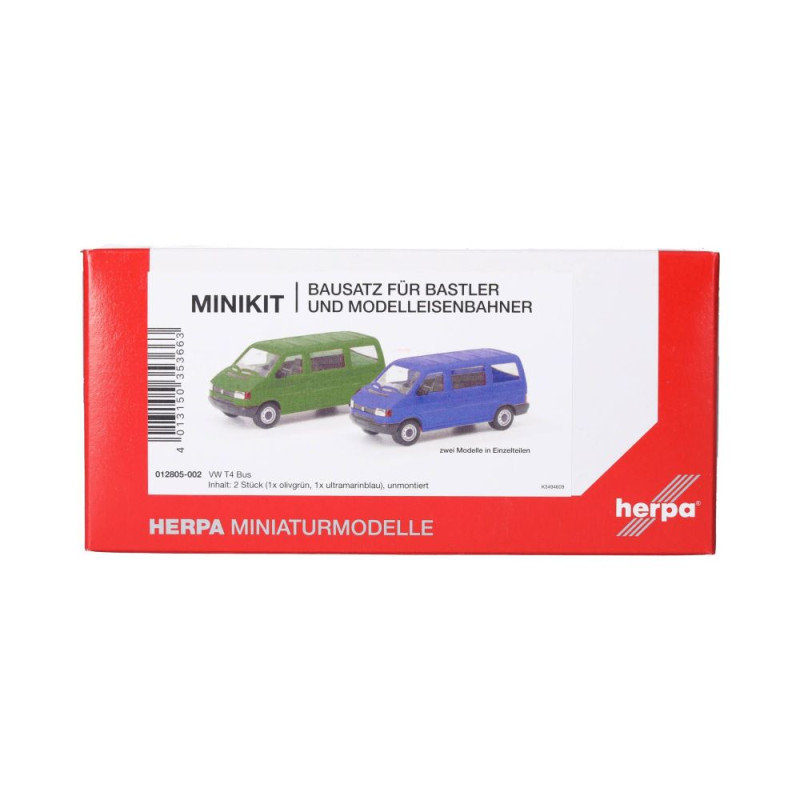 Minikit Volkswagen T4 Bus, vert olive/bleu outremer - HERPA 012805-002 - HO 1/87