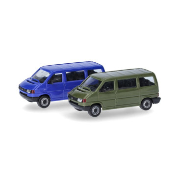 Minikit Volkswagen T4 Bus, vert olive/bleu outremer - HERPA 012805-002 - HO 1/87