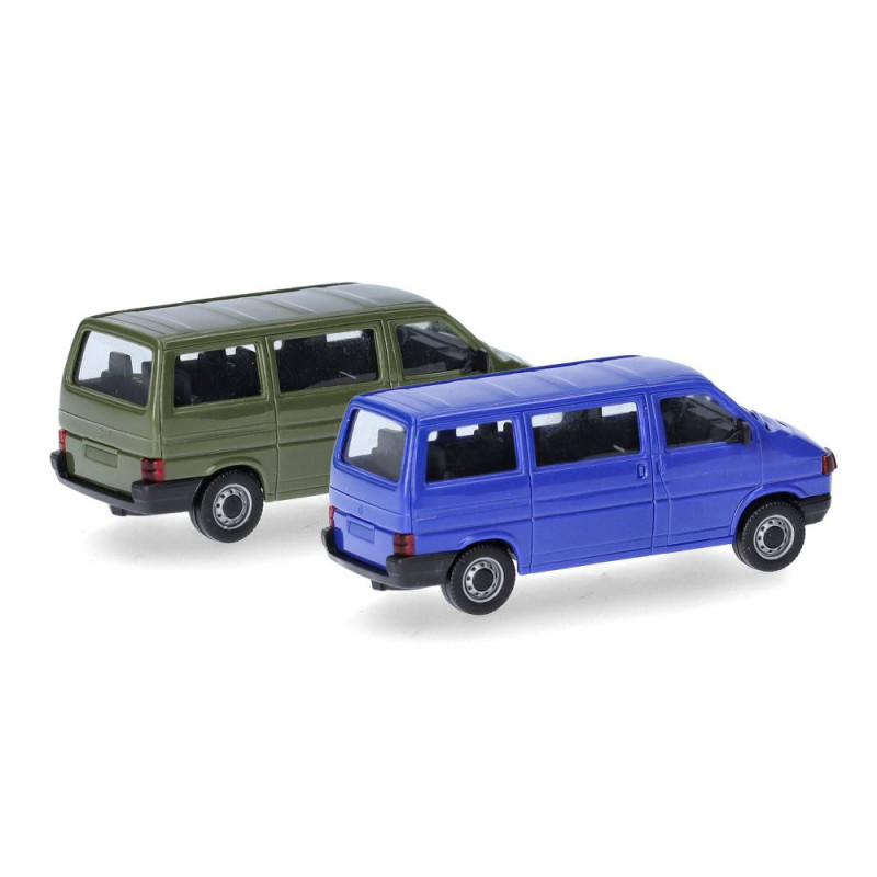Minikit Volkswagen T4 Bus, vert olive/bleu outremer - HERPA 012805-002 - HO 1/87
