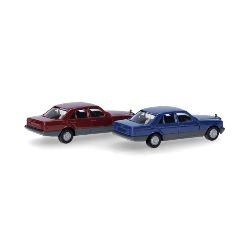 MiniKit Mercedes-Benz Classe S (W126), lot de 2, bleu saphir et rouge vin - HERPA 013727-004 - HO 1/87