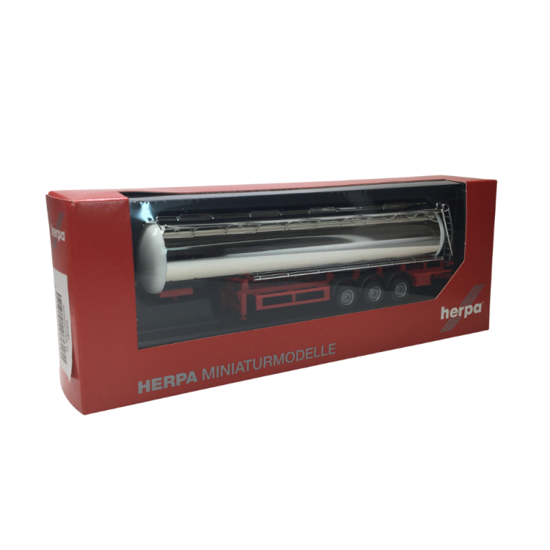 Remorque citerne alimentaire chromée 60 m3 3 essieux - HERPA 076180 - HO 1/87