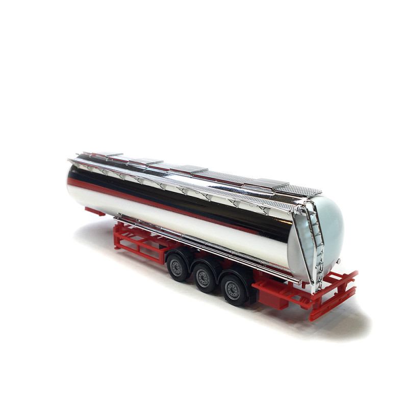 Remorque citerne alimentaire chromée 60 m3 3 essieux - HERPA 076180 - HO 1/87