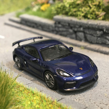 Porsche 718 Cayman, bleu métallisé, 2019 - Minichamps 870067600 - 1/87