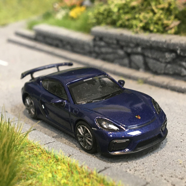Porsche 718 Cayman, bleu métallisé, 2019 - Minichamps 870067600 - 1/87
